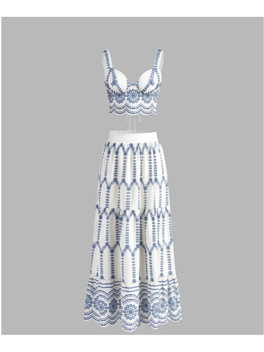 Commense Corset Style Lace up Top and Skirt Set Medium Resort Euro Summer Cruise